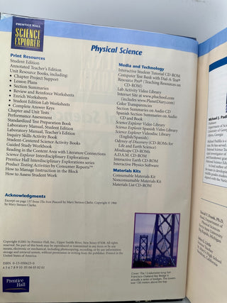Prentice Hall Science Explorer Physical Science Student Edition 2001 HC