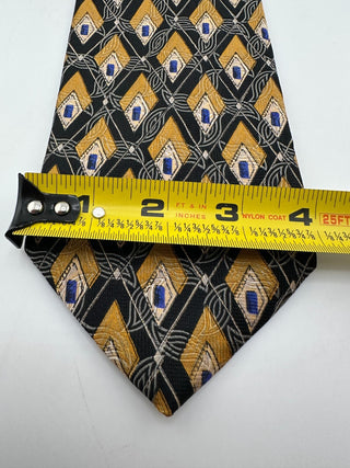 Robert Talbott Men's Geometric Pattern Silk Tie in Black and Gold