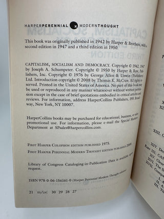 Capitalism, Socialism and Democracy 3rd Ed Joseph A Schumpeter PB Notes