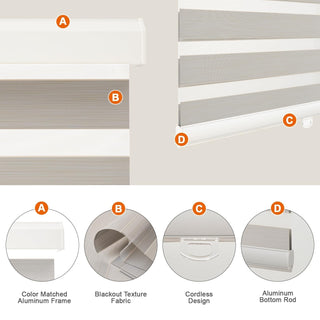 Cordless Zebra Window Blind with Heat Insulation and Light Blocking