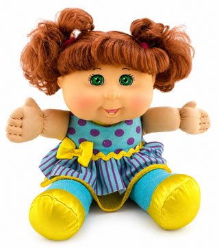 Cabbage Patch Kids 2011 Red Hair Green Eyes Plush Doll with Polka Dot Dress