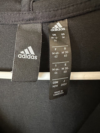 Adidas Black Full Zip Hoodie with White Stripes on Sleeves