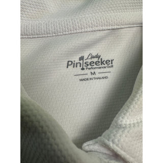 Lady Pinseeker Womens M White Performance Golf Polo Short Sleeve Athletic Shirt