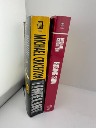 Michael Crichton Timeline & Rising Sun 2 Book Lot