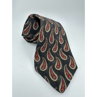 Robert Talbott Studio Silk Tie Black Red Paisley Men's Classic Necktie