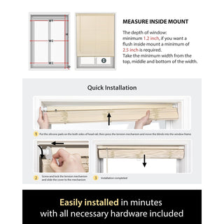 UNISHADES No Drill Cordless Mini Blinds 31" x 64" Black 1" Vinyl Privacy