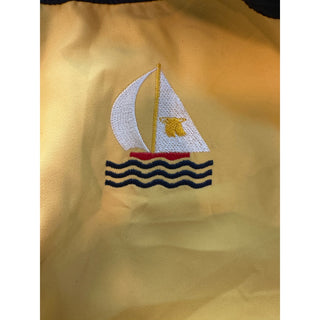 Vintage Ash City Outerwear XL Yellow Navy Sailboat Windbreaker Jacket