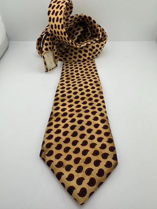 Vintage Magill's Burton Ltd NY Imported Wool Paisley Necktie Beige Red Blue Read