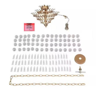 Modern Gold Crystal Chandelier Hanging Pendant Light Adjustable Chain 15"