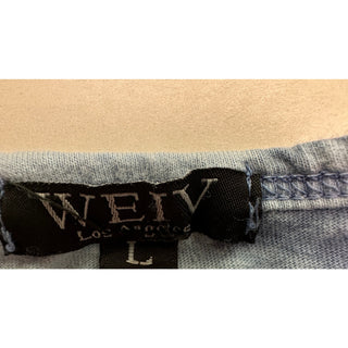 WEIV Los Angeles Men’s L Blue Tie Dye Longline T-Shirt Curved Hem Streetwear