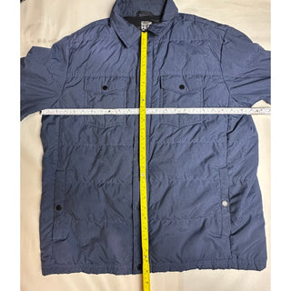 32 Degrees Heat Men’s L Blue Down Puffer Shirt Jacket Shacket Snap Front