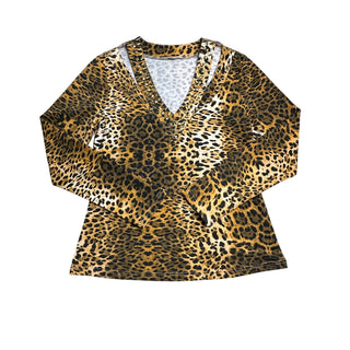 Womens Leopard Print Studded V Neck Long Sleeve Tunic Top Animal Print