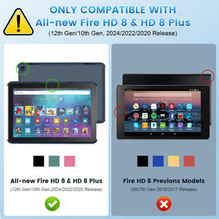 SANROEIT Case for Amazon Fire HD 8 & HD 8 Plus 2024/2022/2020 Auto Wake Navy