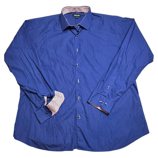 Jared Lang Men’s 17.5 Blue Long Sleeve Dress Shirt Contrast Cuffs