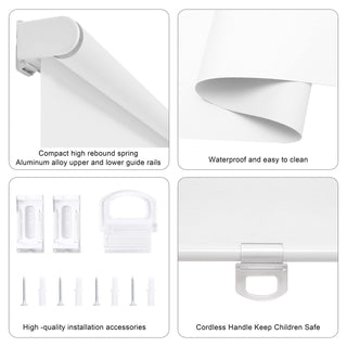 Cordless White Roller Shade Window Blind for Child and Pet Safety 30.5x72"
