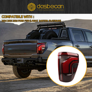 Dasbecan LED Tail Light Assembly for Ford F-150 2021-2023 Truck - Red Smoke Lens