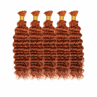 Deep Wave Braiding Hair 100% Human Hair 5 Bundles - Color #350 Ginger, 12 Inches