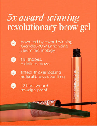 2PK GrandeBROW 2-in-1 Tinted Brow Gel + Brow Enhancing Serum Full Size
