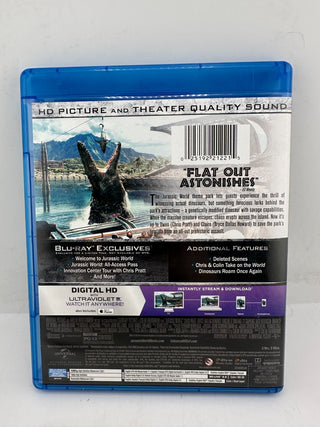 Jurassic World Blu-ray DVD Digital 3 Disc Set Chris Pratt w/ Case