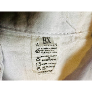 Mexican Guayabera Shirt Men’s White Blue Embroidered Cotton Made in Mexico