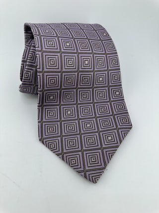 Giovanni Seta Studio Collection Silk Tie Lavender Geometric Squares Italy