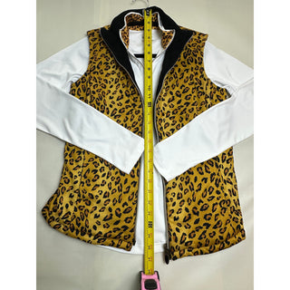 Greg Norman Solar XP Women S Leopard Print Reversible Golf Vest White 1/4 Zip