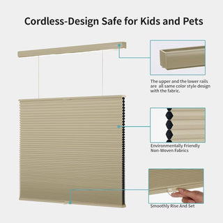 MYshade 37x64 Cordless Blackout Cellular Shade Top Down Bottom Up Beige TDBU