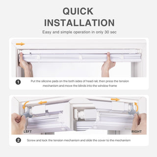 LazBlinds No Tools No Drill Cordless 1" Vinyl Mini Blinds 30" W x 72" H – White