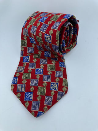 Nubio Collezione Esclusivo Red Patterned Silk Tie Made in USA