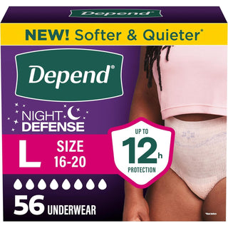 Depend Night Defense Women’s Incontinence Underwear Large 56 Ct Overnight