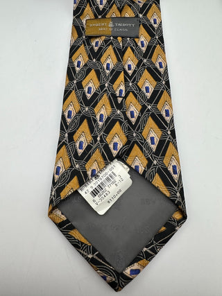 Robert Talbott Men's Geometric Pattern Silk Tie in Black and Gold