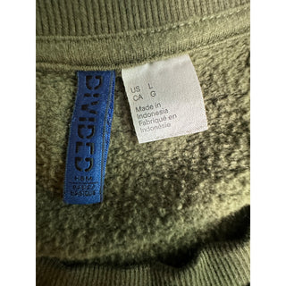 H&M Men’s L Olive Green Crewneck Sweatshirt Pullover Fleece Relaxed Fit
