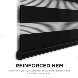 Joydeco No Drill Zebra Blinds 35x75 Black Cordless Day Night Roller Shade