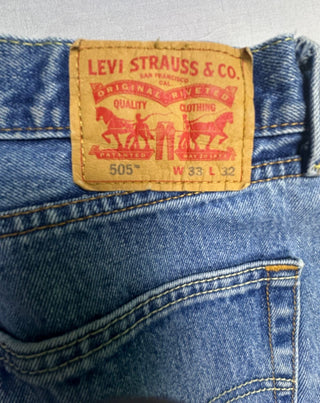 Levi's 505 Regular Fit Jeans Men's 33x32 Blue Distressed