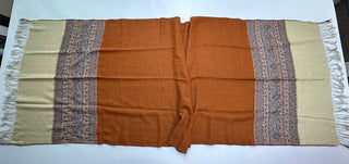 Bohemian Oversized Burnt Orange & Cream Shawl with Beaded