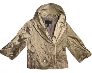 BCBGMAXAZRIA Metallic Bronze Hooded Jacket Women S