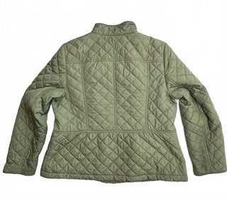 Talbots Olive Green Quilted Jacket Women's Zip Snap Pockets