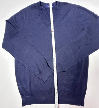 Proper & Sport Men's Navy Cotton Silk V-Neck Sweater Medium