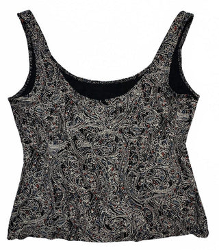 Alex Evenings Black Paisley Sleeveless Tank Top Women