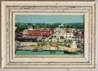 Vintage Harbor Springs Michigan Framed Postcard Wall Art