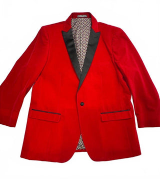 Paisley & Gray Men's Slim Fit Red Velvet Tuxedo Blazer 46 XL