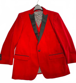 Paisley & Gray Men's Slim Fit Red Velvet Tuxedo Blazer 46 XL
