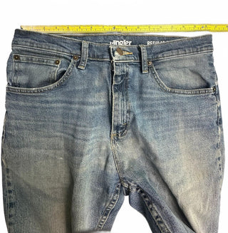 Wrangler Regular Fit Men's Jeans 33x32 Distressed Blue Denim