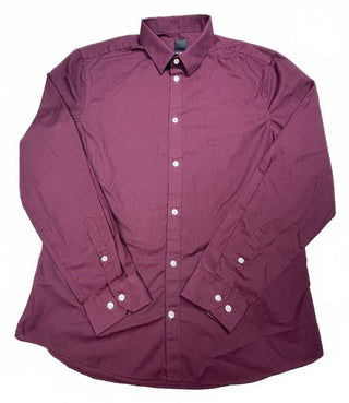 H&M Men’s XL Slim Fit Burgundy Long Sleeve Button-Up Shirt