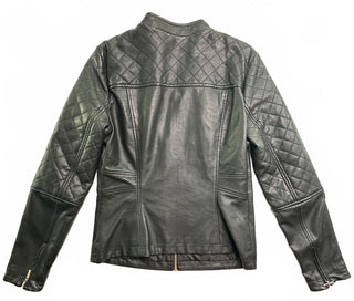 GUESS Black Faux Leather Quilted Moto Jacket Women’s M
