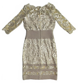 Tadashi Shoji Gold Sequin Lace Cocktail Dress Size 4