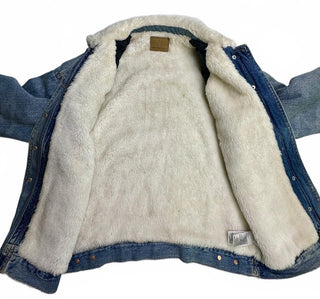 American Eagle Men's XS Blue Denim Sherpa Lined Truck Jacket