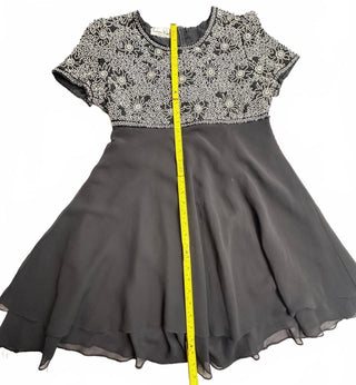 Laurence Kazar Black Beaded Floral Cocktail Dress