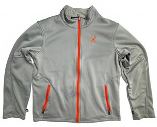 Spyder Gray Fleece Jacket Kids XL 18 Orange Zip Full Zip