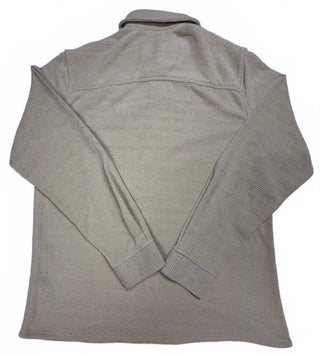 Nova Men Beige Textured Polyester Button-Up Shirt Size L
